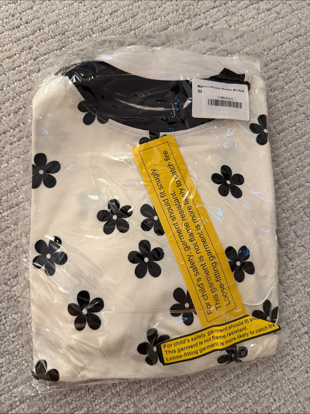 Girls' Black & White Floral Dede Daisy Pajama Set - poppy kids co